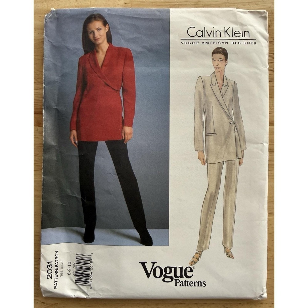 Voque Patterns American Designer Calvin Klein 2031 Jacket & Pants Size 6-10 UC